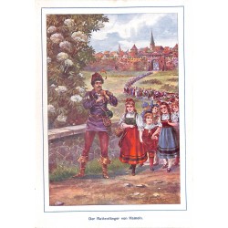 0121	 Rat Catcher Hameln saga	 vintage german print 1904 size 6.3" x 8.98" / 16 cm x 22,8 cm - 100% authentic