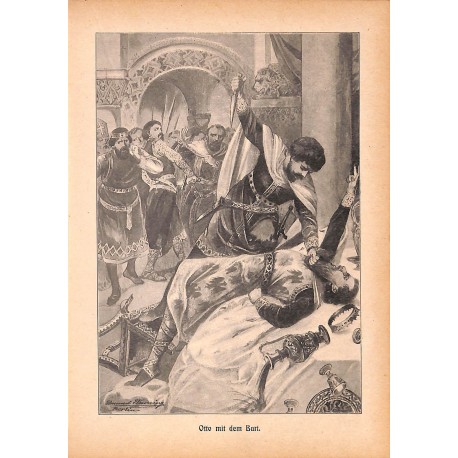 0136	 Otto murder knights	 vintage german print 1904 size 6.3" x 8.98" / 16 cm x 22,8 cm - 100% authentic	