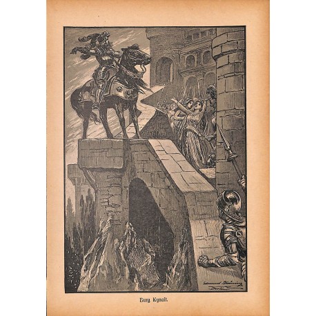 0154	 Burg Kynait knight king	 vintage german print 1904 size 6.3" x 8.98" / 16 cm x 22,8 cm - 100% authentic	