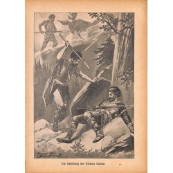 0165	 knight murder Lehnin	 vintage german print 1904 size 6.3" x 8.98" / 16 cm x 22,8 cm - 100% authentic	