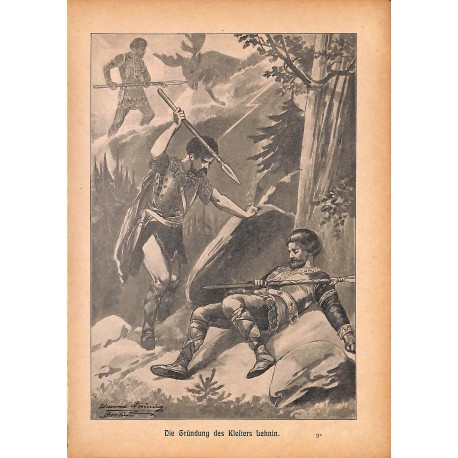 0165	 knight murder Lehnin	 vintage german print 1904 size 6.3" x 8.98" / 16 cm x 22,8 cm - 100% authentic	