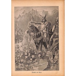 0170	 knight Dietrich von Bern saga	 vintage german print 1904 size 6.3" x 8.98" / 16 cm x 22,8 cm - 100% authentic