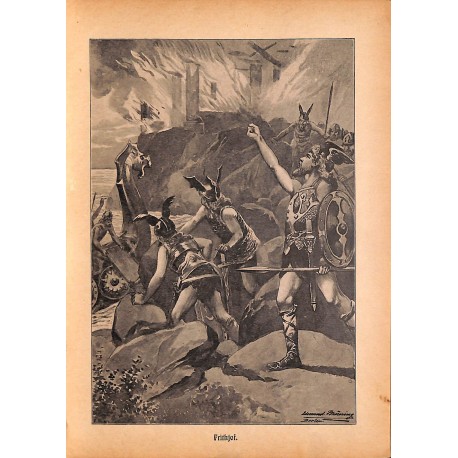 0175	 Frithjof knights saga	 vintage german print 1904 size 6.3" x 8.98" / 16 cm x 22,8 cm - 100% authentic	