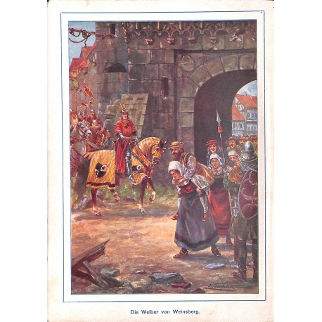 0176	 knights Weinsberg woman	 vintage german print 1904 size 6.3" x 8.98" / 16 cm x 22,8 cm - 100% authentic	