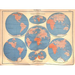 0178	 Map/Print- 	planet map earth globe continents	 - No.	02	Vintage German Map Print 1902 size:26x34cm 		