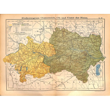 0196	 Map/Print- 	Österreich Enns Austria 	 - No.	27	Vintage German Map Print 1902 size:26x34cm 		