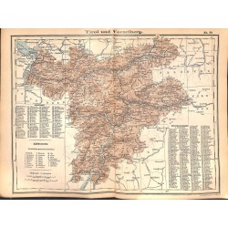 0198	 Map/Print- 	Austria Tirol Vorarlbegr	 - No.	29	Vintage German Map Print 1902 size:26x34cm 		