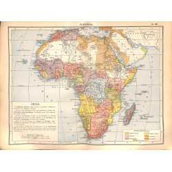 0214	 Map/Print- 	Africa  Arabia Persia Sudan	 - No.	46	Vintage German Map Print 1902 size:26x34cm 		