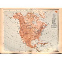 0215	 Map/Print- 	USA Canada North America Cuba Bahamas Grenland	 - No.	47	Vintage German Map Print 1902 size:26x34cm 	