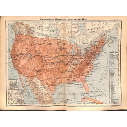 0216	 Map/Print- 	USA 46 States !	 - No.	48	Vintage German Map Print 1902 size:26x34cm 		