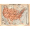 0216	 Map/Print- 	USA 46 States !	 - No.	48	Vintage German Map Print 1902 size:26x34cm 		
