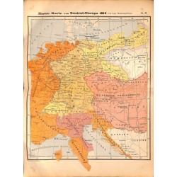 0220	 Map/Print- 	Historic Map Europe 1813 Napoleonic Wars	 - No.	52	Vintage German Map Print 1902 size:26x34cm 		