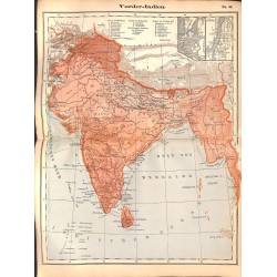 0224	 Map/Print- 	Asia India Indien	 - No.	44	Vintage German Map Print 1902 size:26x34cm 		