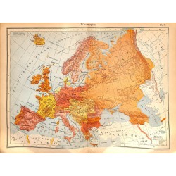 0236	 Map/Print- 	Europe Germany Russia France Great Britain	 - No.	03	Vintage German Map Print 1902 size:26x34cm 		