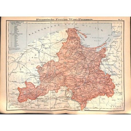 0240	 Map/Print- 	West Prussia German Reich	 - No.	07	Vintage German Map Print 1902 size:26x34cm 	