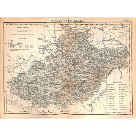 0257	 Map/Print- 	Mohariva Silesia Möhmen Mähren Europe German Reich	 - No.	26	Vintage German Map Print 1902 size:26x34cm 	