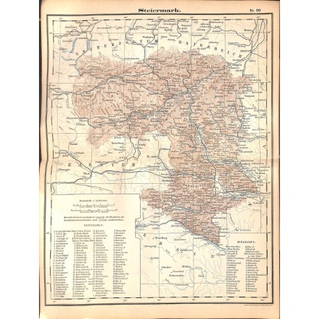 0261	 Map/Print- 	Austria Steiermark Graz Schwarzenegger	 - No.	30	Vintage German Map Print 1902 size:26x34cm 	