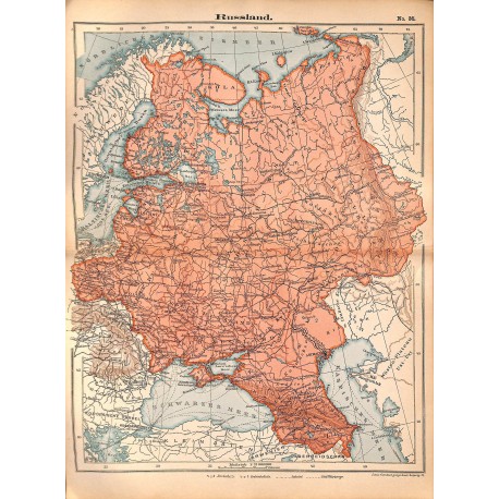 0267	 Map/Print- 	Russia Europa Russland 	 - No.	36	Vintage German Map Print 1902 size:26x34cm 	