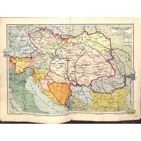 1556	 print map 1902 - 	AUSTRIA - HUNGARY NORTH BALKAN 1:4.000.000		size:	44 x 32 cm			