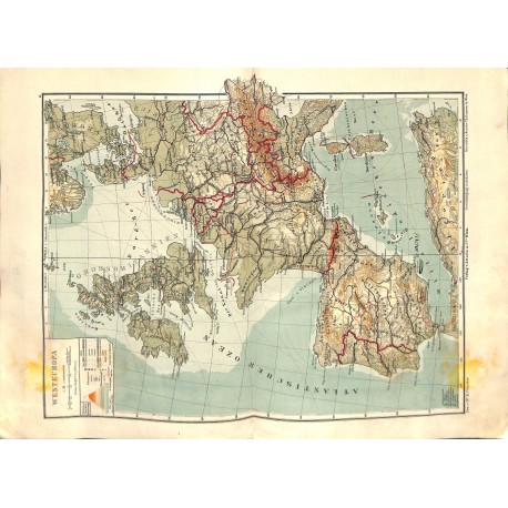 1560	 print map 1902 - 	WEST EUROPE FRANCE GREAT BRITAIN SPAIN 1:8.000.000		size:	44 x 32 cm			