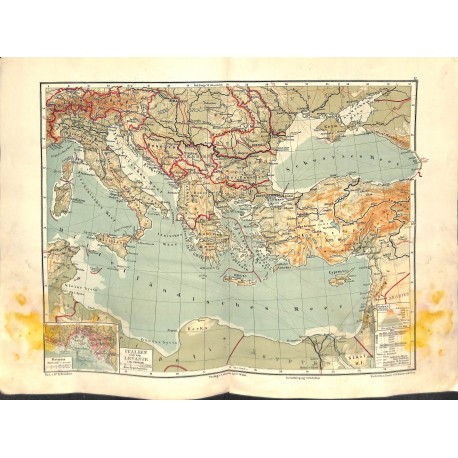 1561	 print map 1902 - 	ITALY LEVANTE GREECE TURKEY 1:8.000.000		size:	44 x 32 cm			