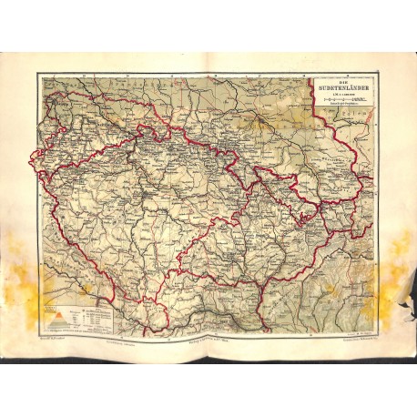 1562	 print map 1902 - 	SUDETEN BOHEMIA MOHRAVIA SILESIA 1: 500.000		size:	44 x 32 cm			