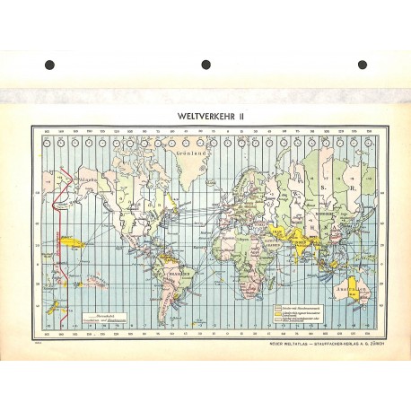 1708	 map/print	-	EARTH TIMEZONES	 printed: 1954