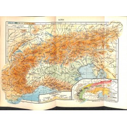 1713	 map/print	-	EUROPE ALPS AUSTRIA SWITZERLAND	 printed: 1954