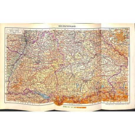 1723	 map/print	-	GERMANY SOUTHWEST	 printed: 1954