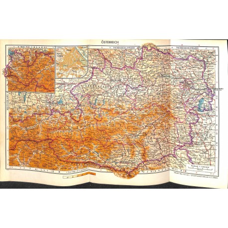 1724	 map/print	-	AUSTRIA GRAZ VIENNA SALZBURG	 printed: 1954