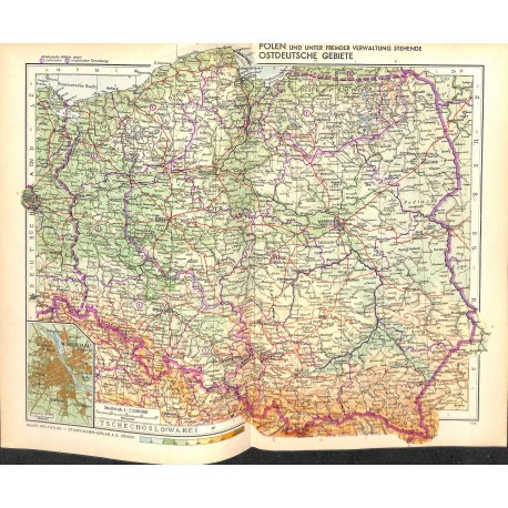 1759	 map/print	-	POLAND EAST GERMANY GDR	 printed: 1954