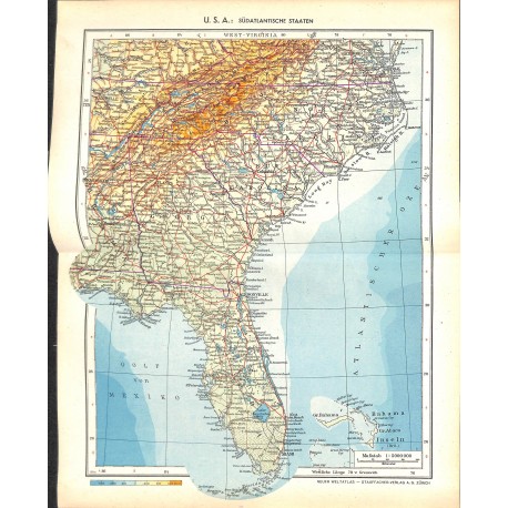 1807	 map/print	-	USA SOUTH ATLANTIC STATES	 printed: 1954