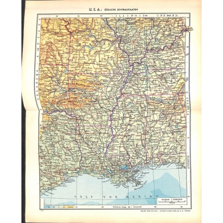 1809	 map/print	-	USA SOUTH CENTRAL STATES	 printed: 1954