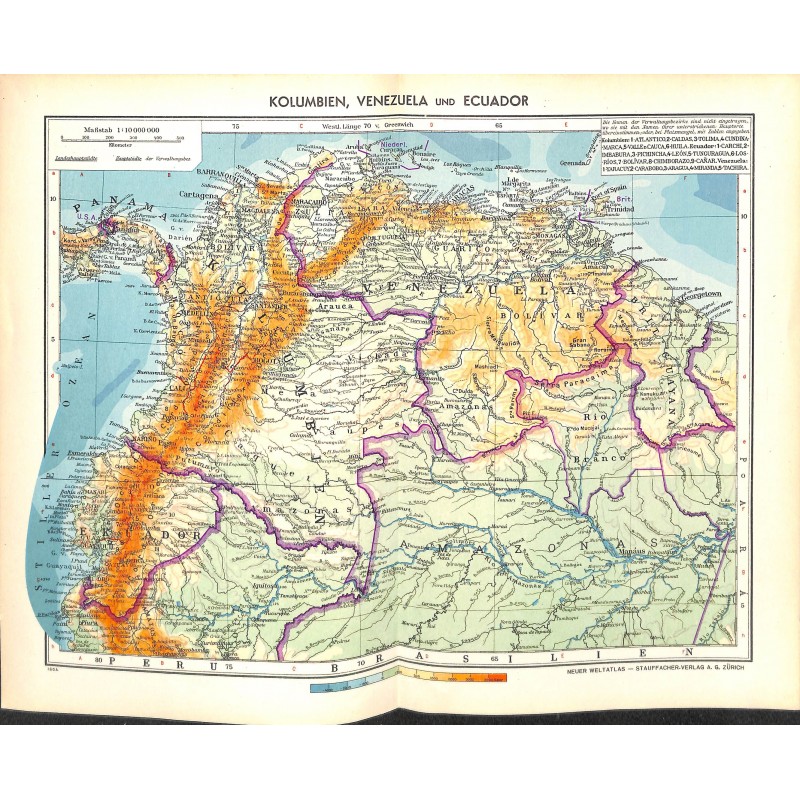 1820 map/print - COLUMBIA VENEZUELA ECUADOR printed: 1954 - WARTIMELINE ...