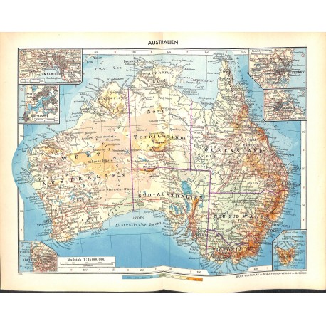 1828	 map/print	-	AUSTRALIA	 printed: 1954