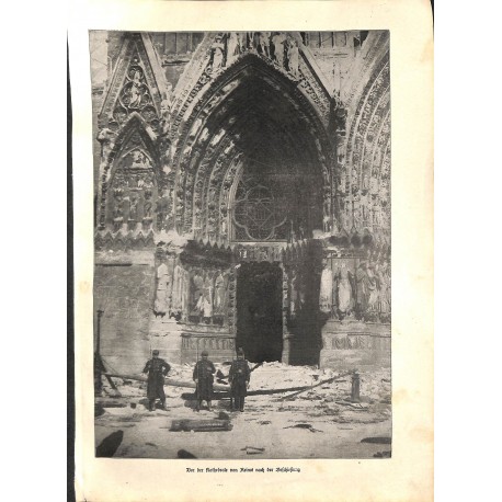 1926	 WWI print 1914/18-	Cathedral France Reims	,size:	23,5 x 32,5 cm	-	this print comes from the austrian book "Die grosse Zeit