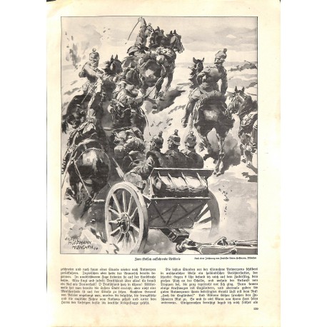 1945	 WWI print 1914/18-	Artillery horses drawing by Anton Hoffmann	,size:	23,5 x 32,5 cm	-	this print comes from the austrian b