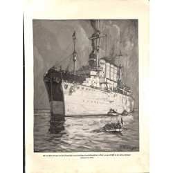 1950	 WWI print 1914/18-	German Cruiser drawing by P. Direnz	,size:	23,5 x 32,5 cm	-	this print comes from the austrian book "Di