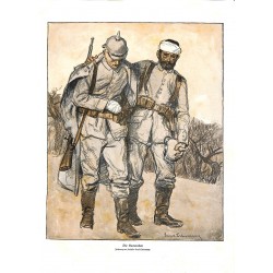 1956	 WWI print 1914/18-	German Soldiers drawing by Ernst Liebermann	,size:	23,5 x 32,5 cm	-	this print comes from the austrian 