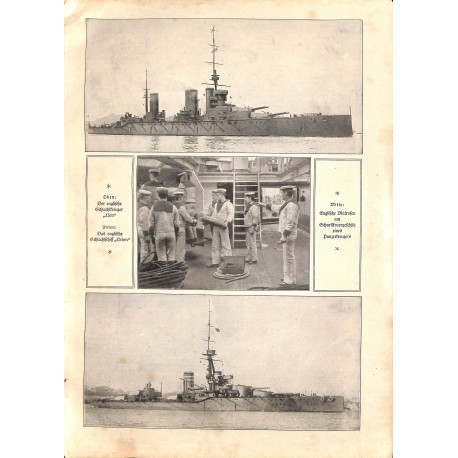 1960	 WWI print 1914/18-	Engish Cruiser LION  ORION seamen	,size:	23,5 x 32,5 cm	-	this print comes from the austrian book "Die 