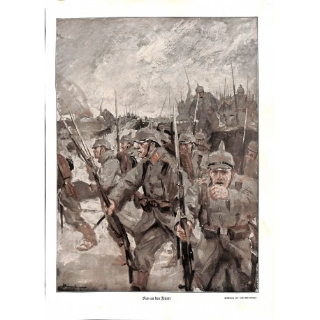 1980	 WWI print 1914/18-	German Soldiers  drawing by Lutz Ehrenberger	,size:	23,5 x 32,5 cm	-	this print comes from the austrian