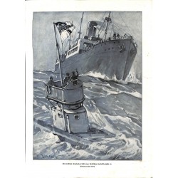 1984	 WWI print 1914/18-	German U-Boot submarine drawing by Direnz	,size:	23,5 x 32,5 cm	-	this print comes from the austrian bo