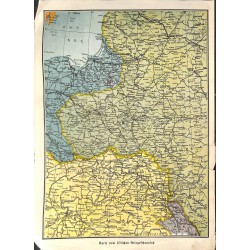 1989	 WWI print 1914/18-	map Eastern Front Poland Hungary Galizien	,size:	23,5 x 32,5 cm	-	this print comes from the austrian bo