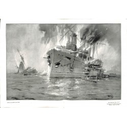 1993	 WWI print 1914/18-	U-Boat U9 English Cruiser Aboukir Hogue Cressy painting by Hans Bohrdt	,size:	46 x 32,5 cm	-	this print