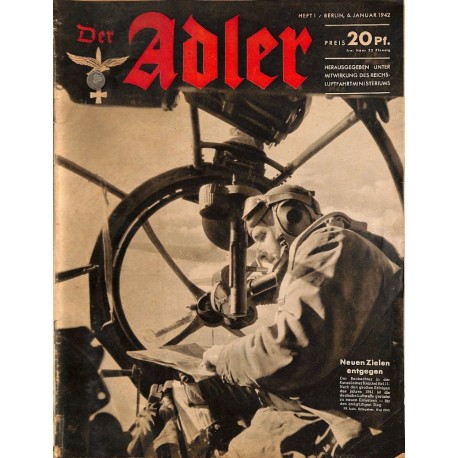 0617	 DER ADLER	 -No.	1	-1942	 vintage German Luftwaffe Magazine Air Force WW2 WWII