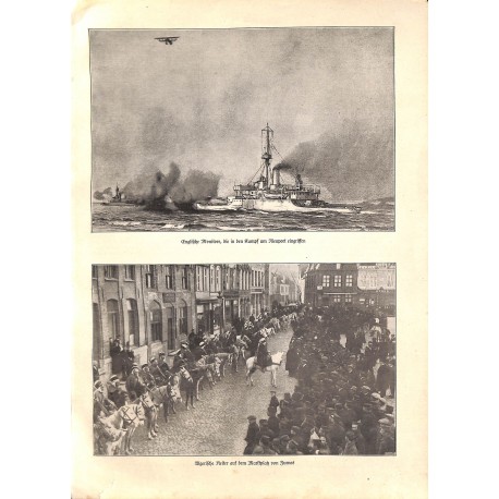 2009	 WWI print 1914/18-	English Monitors battle at Nieuport Algerian Cavalry  in Furnes	,size:	23,5 x 32,5 cm	-	this print come