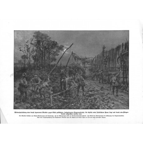 2041	 WWI print 1914/18-	German soldiers cover streets	,size:	23,5 x 32,5 cm		,this print comes from the german book "Illustrier