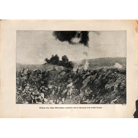 2053	 WWI print 1914/18-	mine hole german soldiers	,size:	23,5 x 32,5 cm	, printed on normal paper-	,this print comes from the g