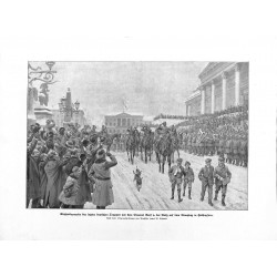 2064	 WWI print 1914/18-	Helsingsfors German tropps parade soldiers	,size:	23,5 x 32,5 cm		,this print comes from the german boo