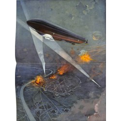 2074	 WWI print 1914/18-	Zeppelin Antwerpen painting by Morat	,size:	47 x 32,5 cm		,this print comes from the german book "Illus